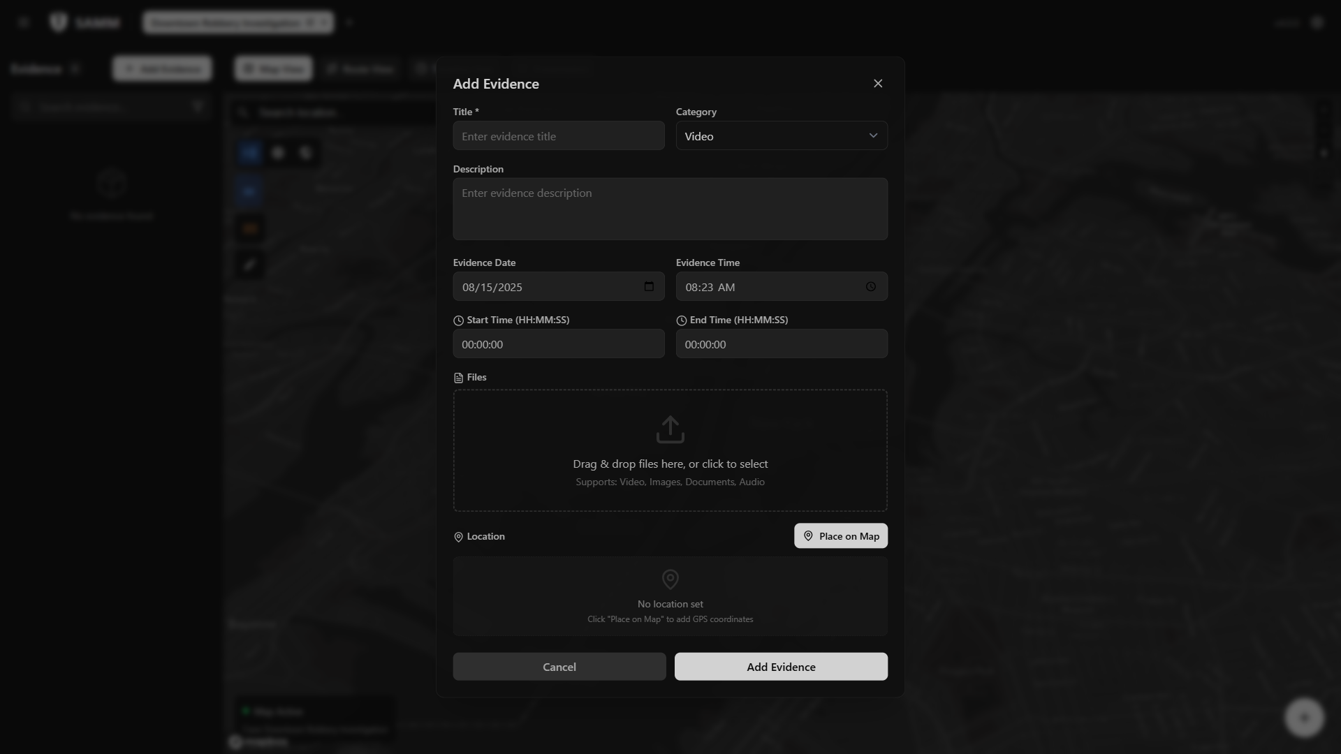 Evidence Upload Modal